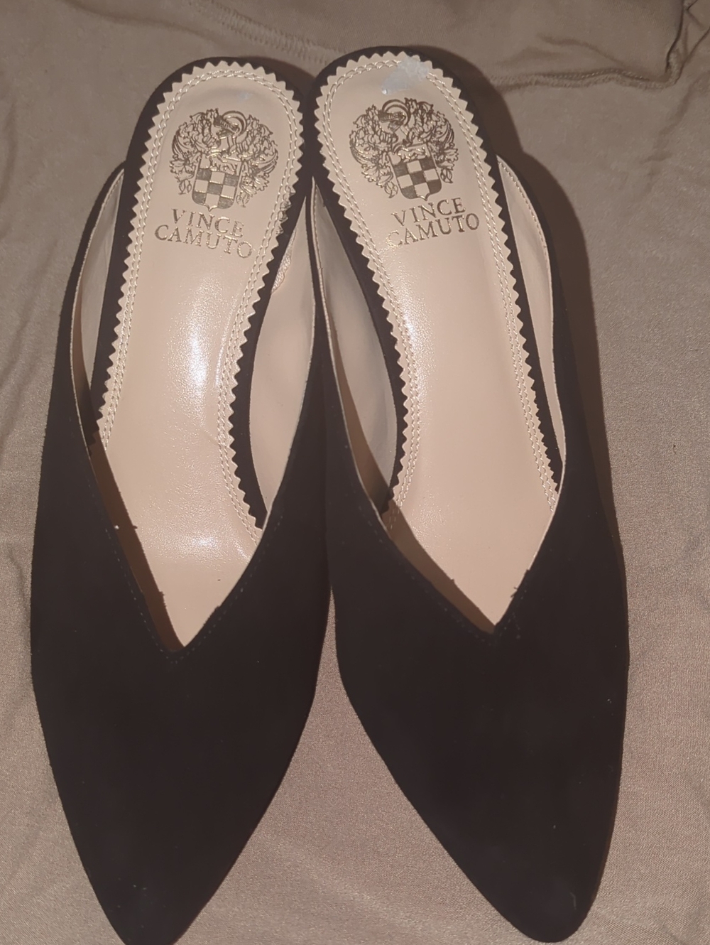Vince Camuto Black Pointed Slingback Flats - Suede Look